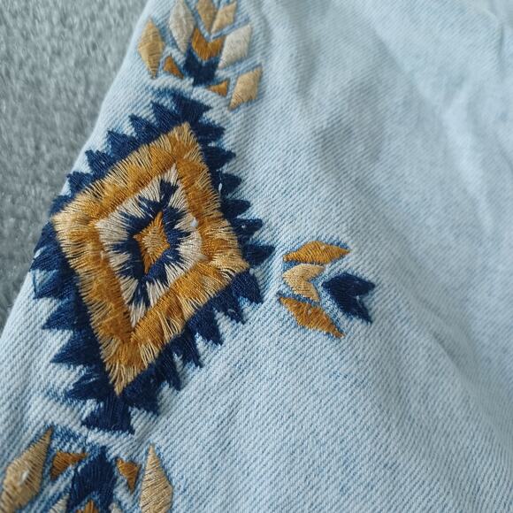 Driftwood Gizelle Jeans Womens 30x27 Blue Embroidered Distressed Boho Light Wash - Picture 11 of 13